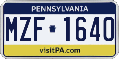 PA license plate MZF1640