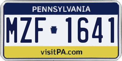 PA license plate MZF1641