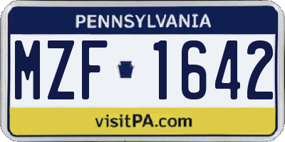 PA license plate MZF1642