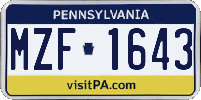 PA license plate MZF1643