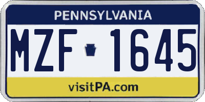 PA license plate MZF1645