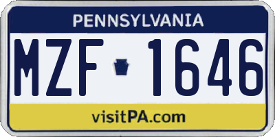 PA license plate MZF1646