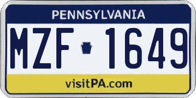 PA license plate MZF1649