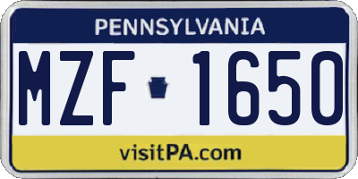PA license plate MZF1650