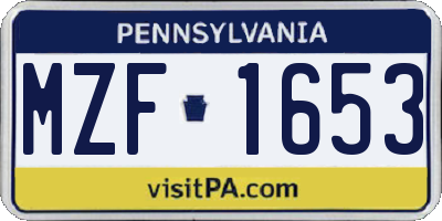 PA license plate MZF1653