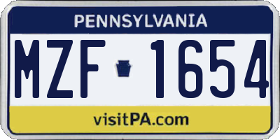PA license plate MZF1654