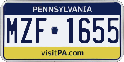 PA license plate MZF1655