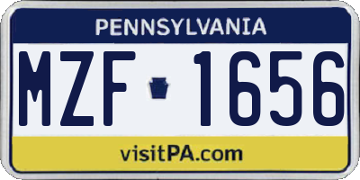 PA license plate MZF1656
