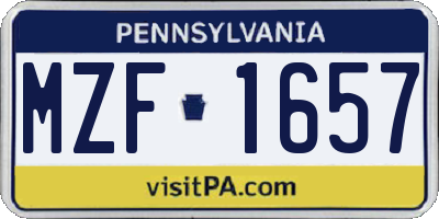 PA license plate MZF1657