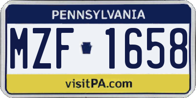 PA license plate MZF1658