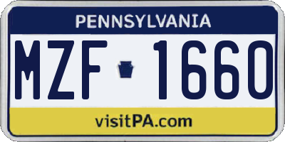PA license plate MZF1660