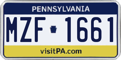 PA license plate MZF1661