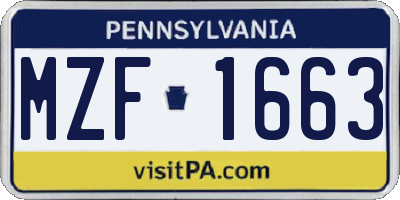 PA license plate MZF1663