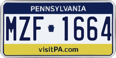 PA license plate MZF1664