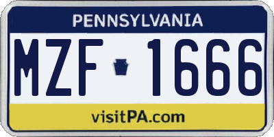 PA license plate MZF1666