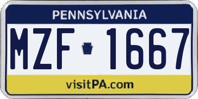 PA license plate MZF1667