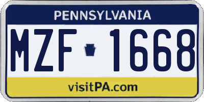 PA license plate MZF1668