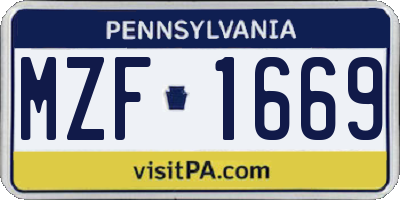 PA license plate MZF1669