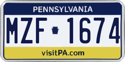 PA license plate MZF1674