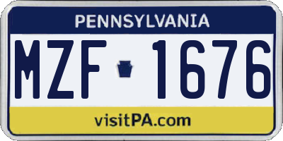 PA license plate MZF1676