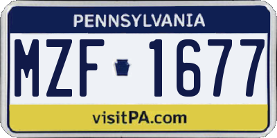 PA license plate MZF1677
