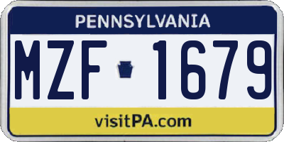 PA license plate MZF1679