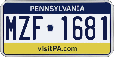 PA license plate MZF1681