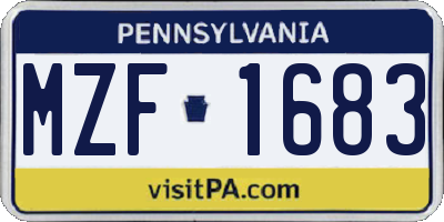 PA license plate MZF1683