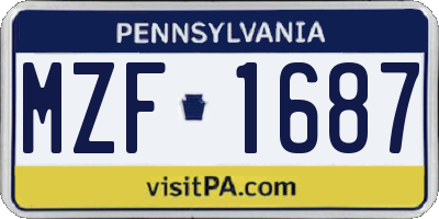 PA license plate MZF1687