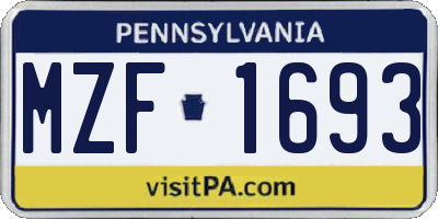 PA license plate MZF1693