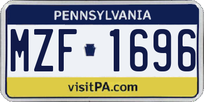 PA license plate MZF1696