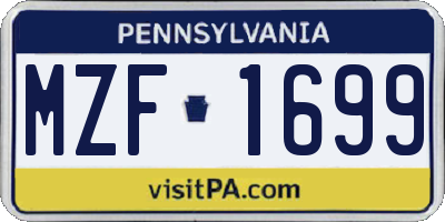 PA license plate MZF1699