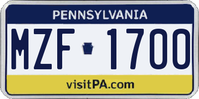 PA license plate MZF1700