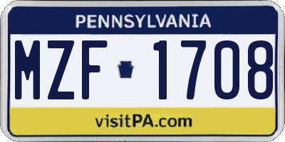 PA license plate MZF1708