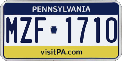 PA license plate MZF1710