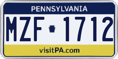 PA license plate MZF1712