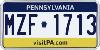PA license plate MZF1713