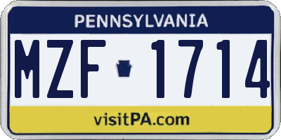 PA license plate MZF1714