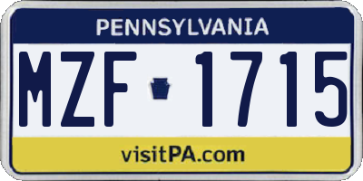 PA license plate MZF1715