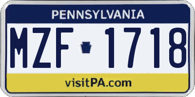 PA license plate MZF1718