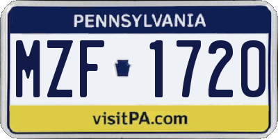 PA license plate MZF1720