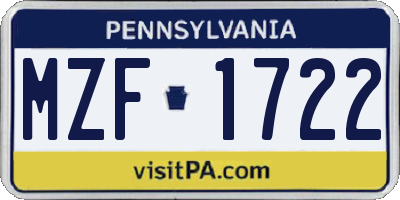 PA license plate MZF1722