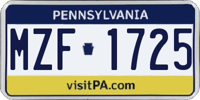 PA license plate MZF1725