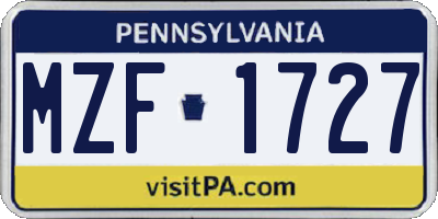 PA license plate MZF1727