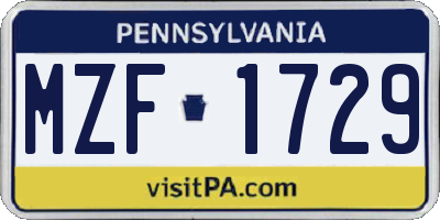 PA license plate MZF1729