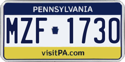 PA license plate MZF1730