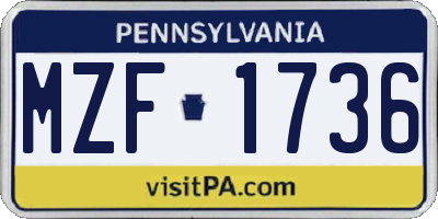 PA license plate MZF1736