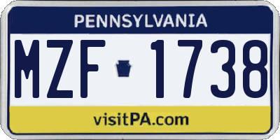 PA license plate MZF1738