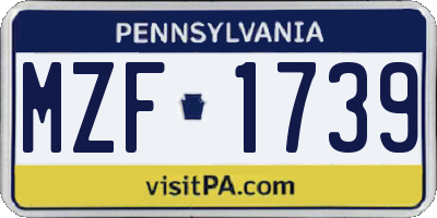 PA license plate MZF1739