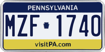 PA license plate MZF1740